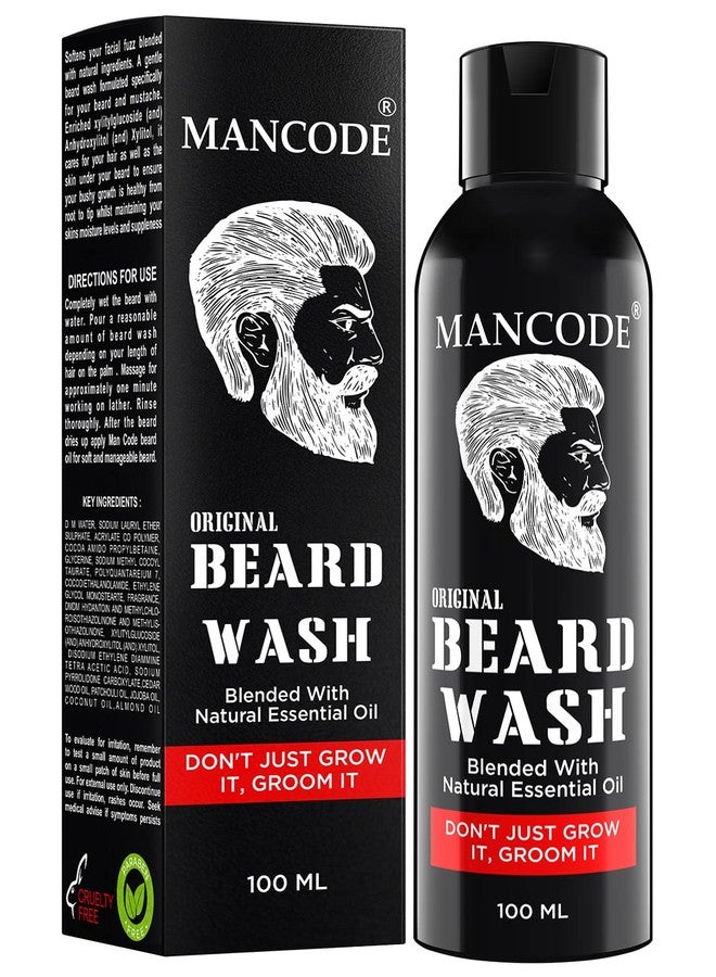 MAN CODE Mancode Original Beard Wash | Deep Cleanse Beard and Mooch | Soft Nourished Beard Mustache | Itch Free Anti Beardruff | Jojoba Almond Oil Enriched | No Paraben No Sulfate | 100ml Beard Wash (Pack of 1) - Image 1